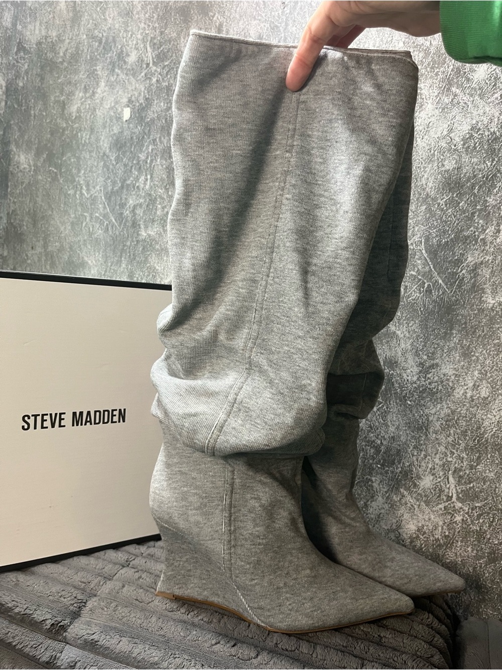 Steve Madden scrunch wedge boots new in box